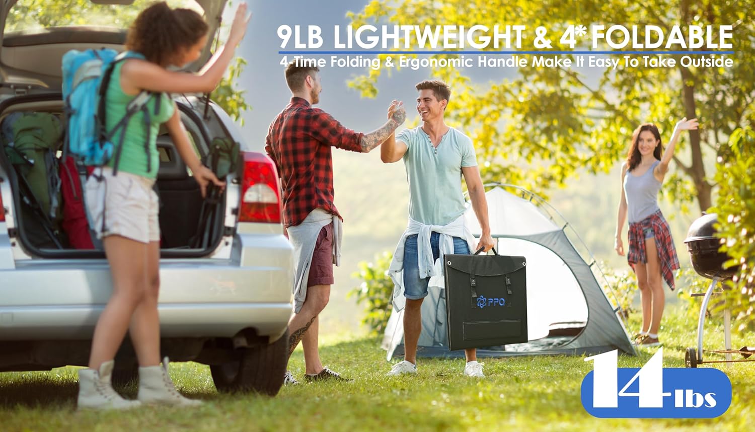 PPQ 200W Portable Solar Panel Kit 18V/12A,14lb Foldable Briefcase Solar Charger w/ 24% Efficiency,4 Cables  16 Outputs for All Camping Power Station, RV Battery, Phones, IP67 Waterproof
