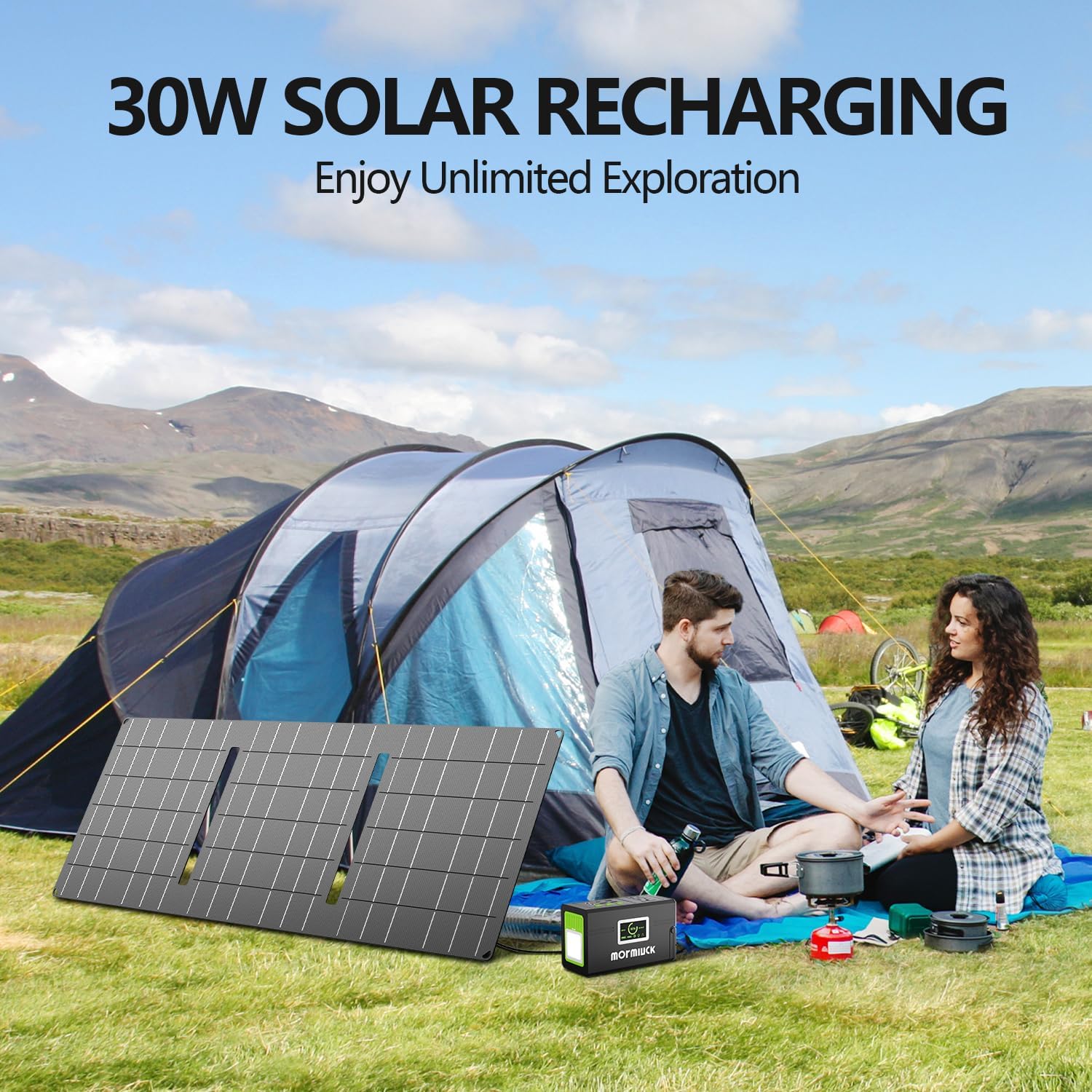 Solar Generator, 127W(Peak 200W) 88.8Wh Portable Power Station with 30W Solar Panel, 110V Lithium Battery Pack with Ac Outlet, Soalr Powered Generator for Home,Camping