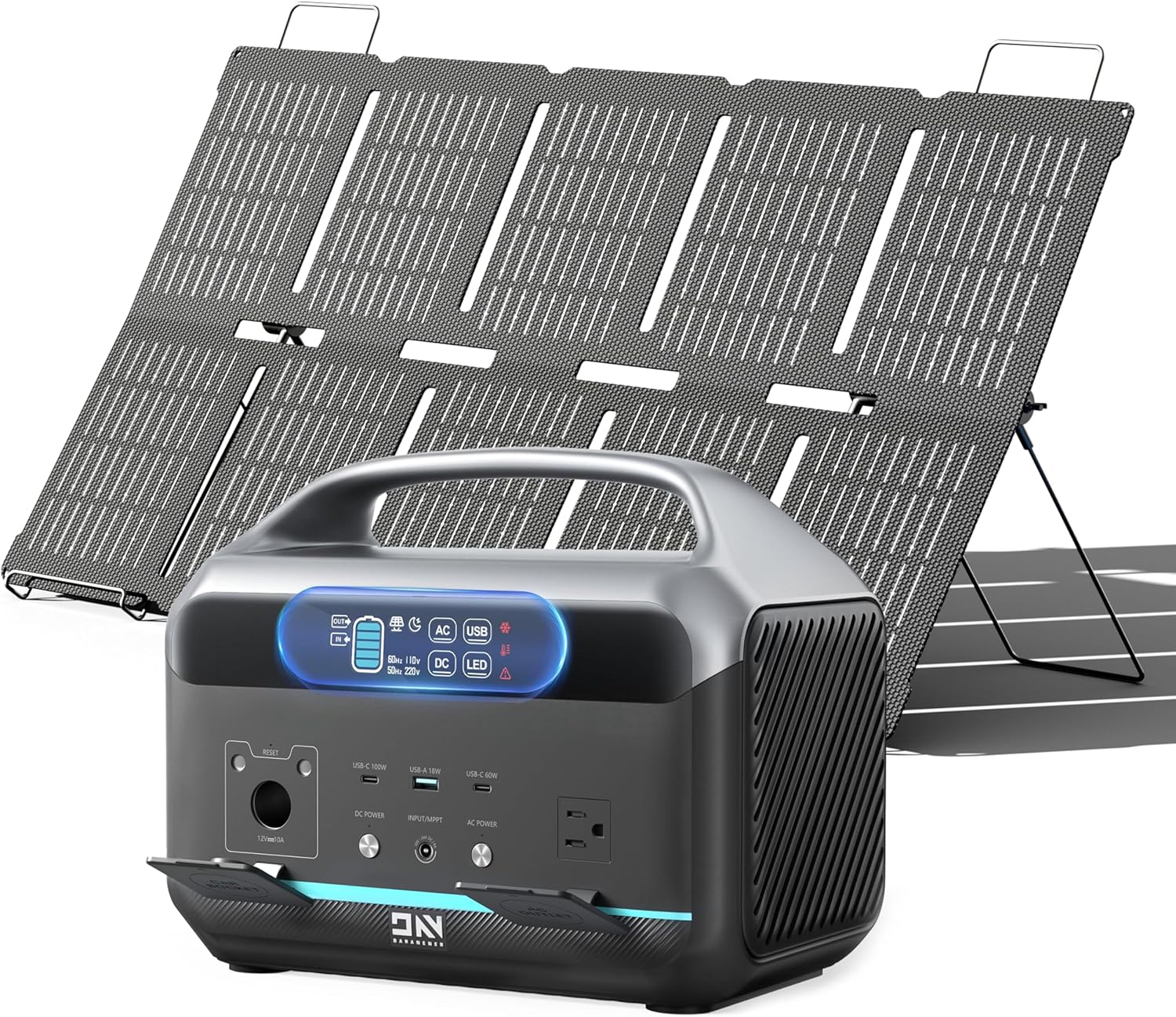 Solar Generator 600W (1200W Peak), Portable Power Station with 100W Solar Panel, 576Wh LFP Battery with AC  DC Outlets, 1.5Hour Fast Charging for Home  Emergency, Hurricane, CPAP