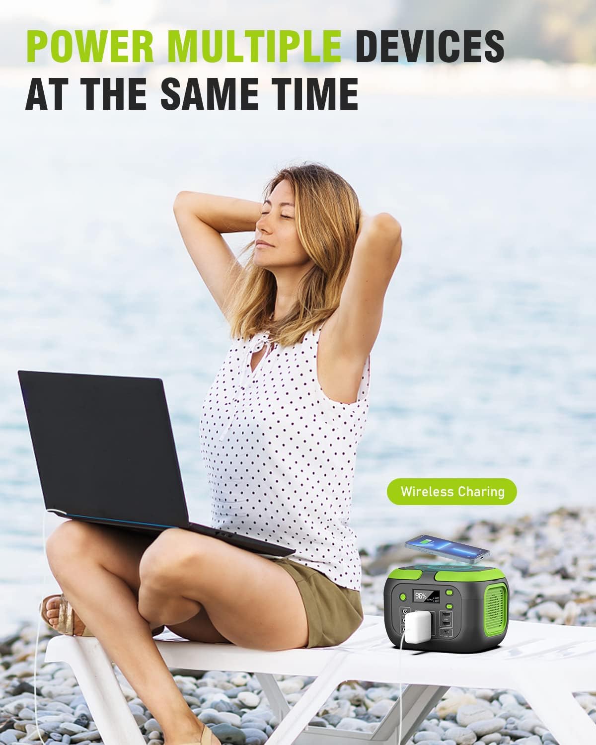 Solar Powered Generator 300W Peak/70400mAh, 260Wh Portable Power Station with Panels 40W Included, Solar Generator with AC Outlet 110V for Home Use, Camping, Outdoor, Power Backup