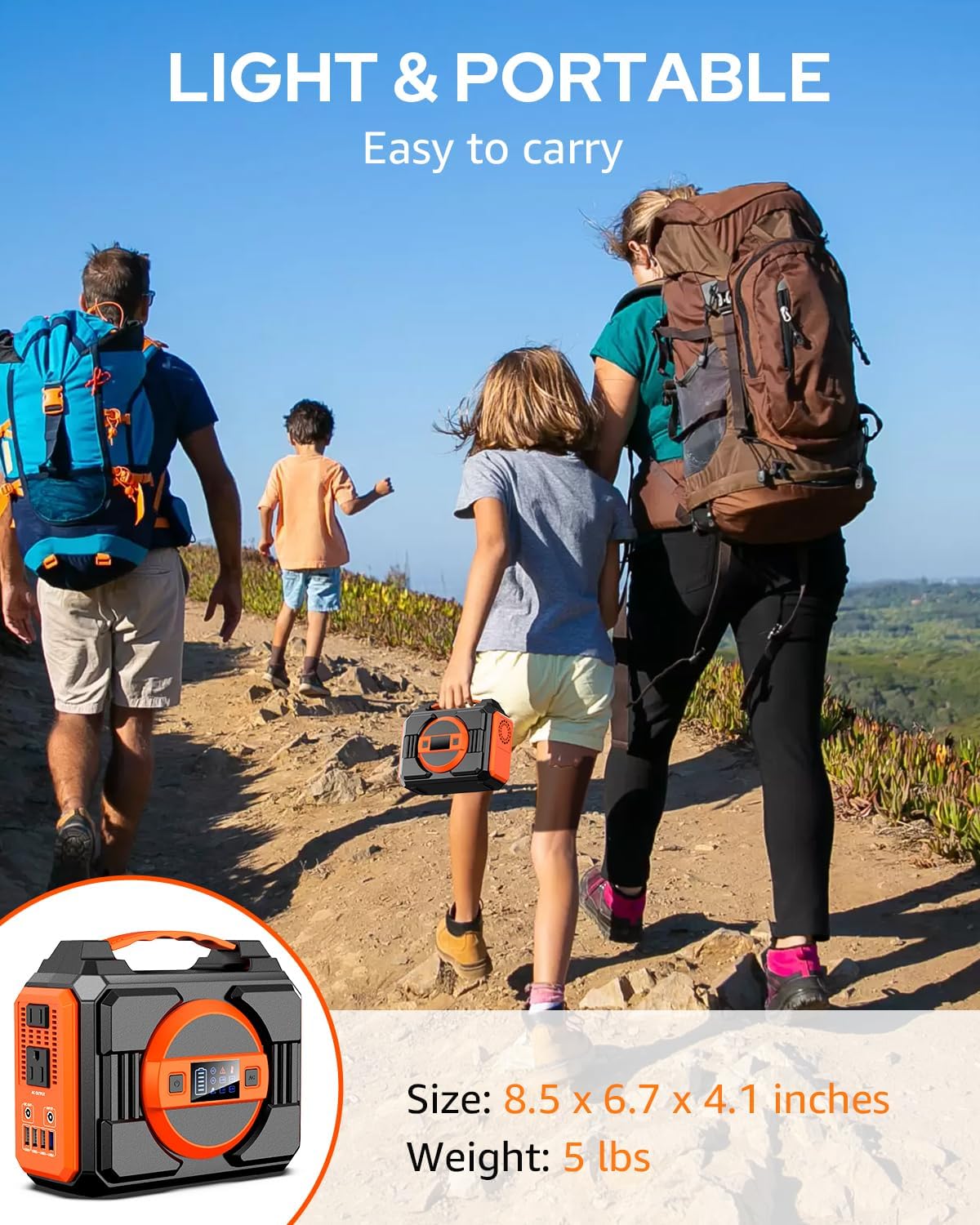 Solar Powered Generator 300W Rated, Portable Solar Generator Power Station with Solar Panels 40W Included, 220Wh Sola Power Bank with AC Outlet 110V Pure Sine Wave for Home Use Camping Outdoor