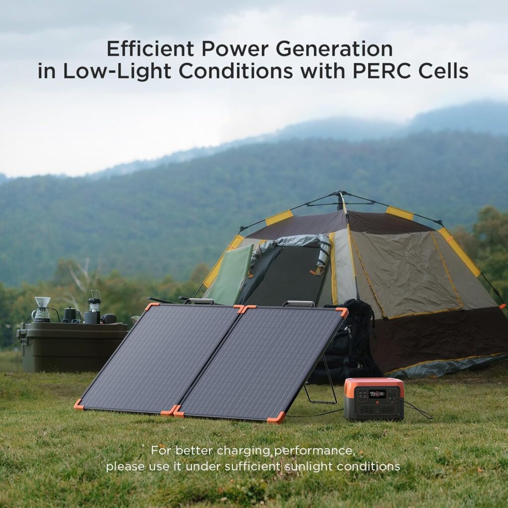 100 Watt Portable Solar Panel with 20A PWM Controller,Camper Essentials,19V Foldable Solar Panel Kit for Power Station  12V Batteries,23.5% High Efficiency IP68 Waterproof for Camping RV Trip