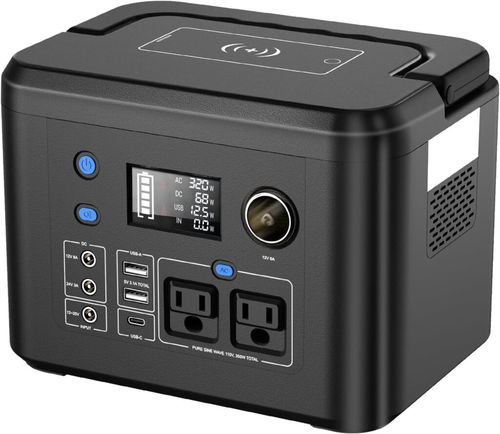 200W Portable Power Station, Powkey 120Wh/33,000mAh Power Bank with AC Outlet, 110V 6 Outputs Solar Generator External Battery Pack with LED Light for Home Use and Outdoor Camping
