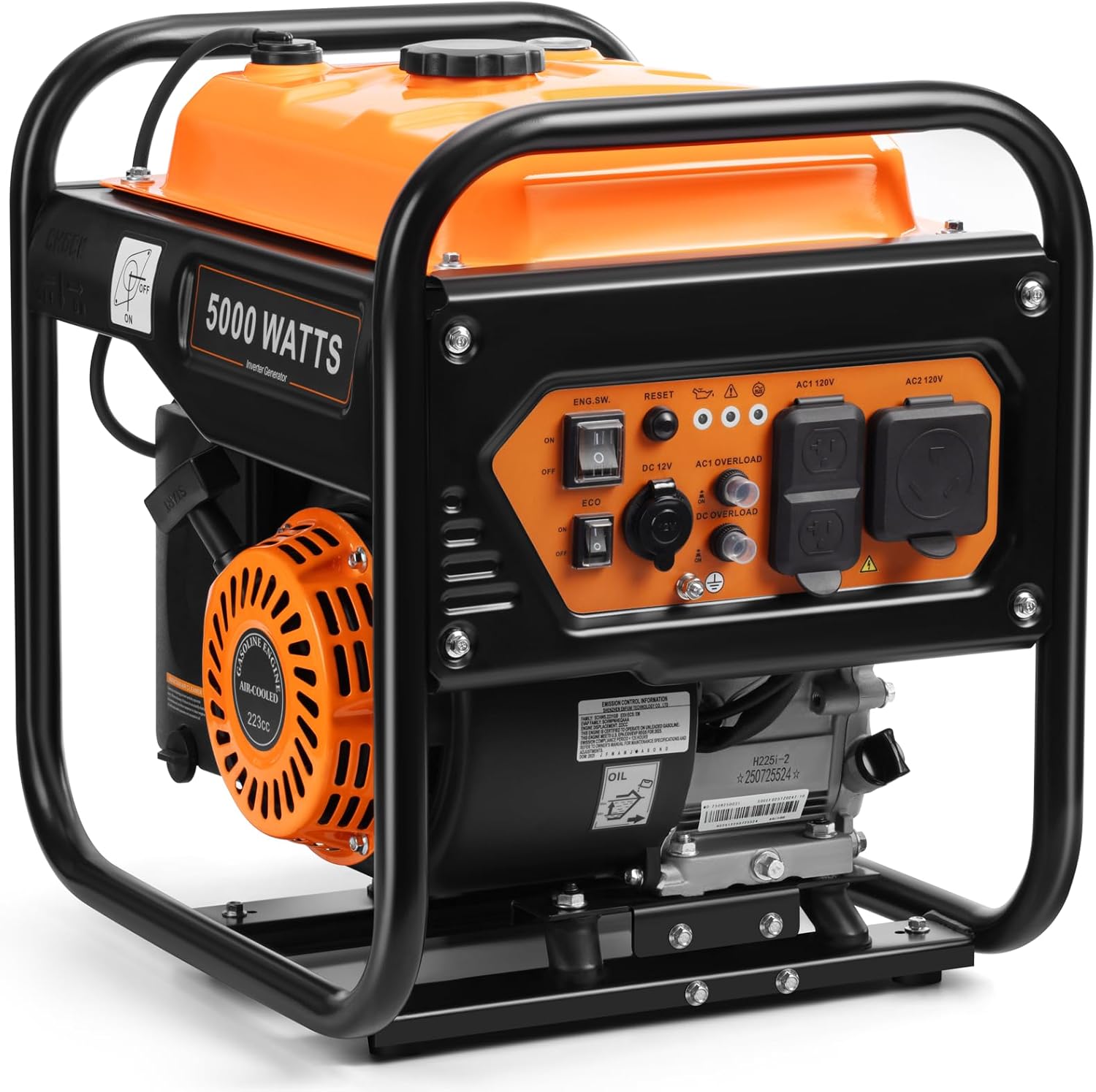 4000W Inverter Generator, Open Frame Generator Gas Powered, Portable Outdoor Power Equipment, Emergency Home Backup, RV Ready 30A Outlet, Low Noise