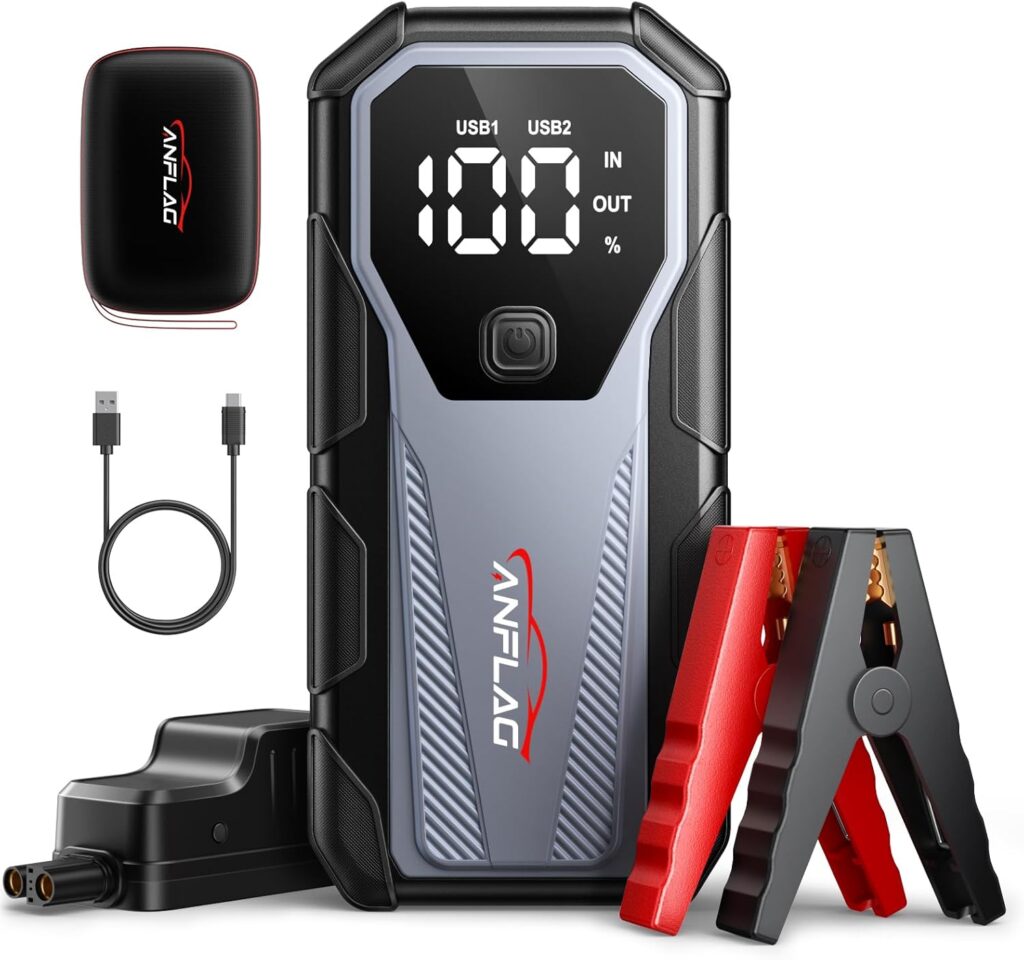 7000A Car Jump Starter 12V Battery Pack, 21800mAh Portable Jump Box for All Gas  10L Diesel Engines, Smart Jumper Cables, Force Start, -20°C Cold Cranking, 200-Lumen SOS Light  Power Bank