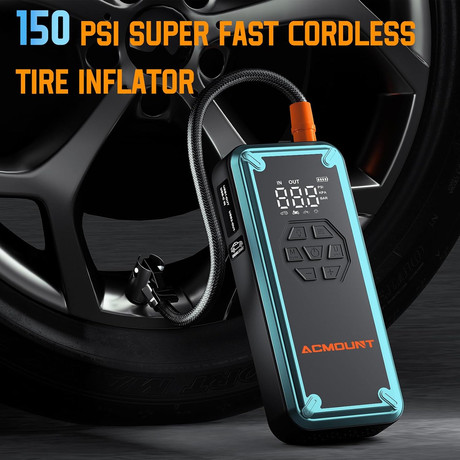 Acmount P100 Car Jump Starter, 5000A Peak Lithium Jump Starter Battery Pack for Up to 10.0L Gas or 8.0L Diesel Engine, Safe 12V Portable Battery Starter Power Pack with LED Screen  LED Light