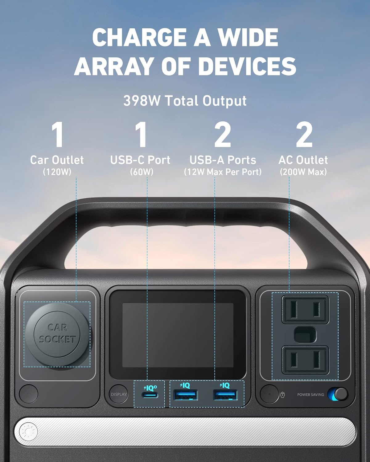 Anker 521 Portable Power Station Upgraded with LiFePO4 Battery, 256Wh 6-Port PowerHouse, 300W (Peak 600W) Solar Generator (Solar Panel Optional), 2 AC Outlets, 60W USB-C PD Output, Outdoor Generator