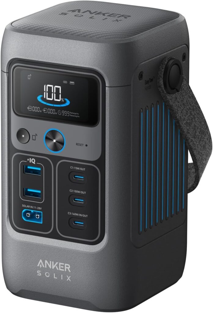 Anker SOLIX C200 DC Power Bank Station and 60W Solar Panel, 192Wh Portable Power Station, LiFePO4 Battery, 200W Solar Generator, For Outdoor, Camping, Traveling, and Emergencies