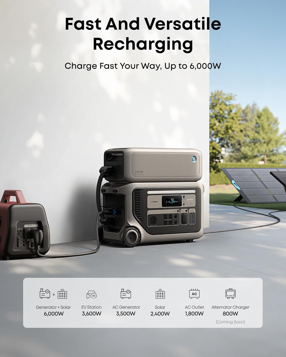 Anker SOLIX F3000 Portable Power Station, 3,072Wh, 6,000W Recharging, Solar Generators for Home Use, Expandable to 24kWh, Works with Generator, For Power Outages, Camping, RVs, Emergencies Anker SOLIX F3000 Portable Power Station, 3,072Wh, 6,000W Recharging, Solar Generators for Home Use, Expandable to 24kWh, Works with Generator, For Power Outages, Camping, RVs, Emergencies