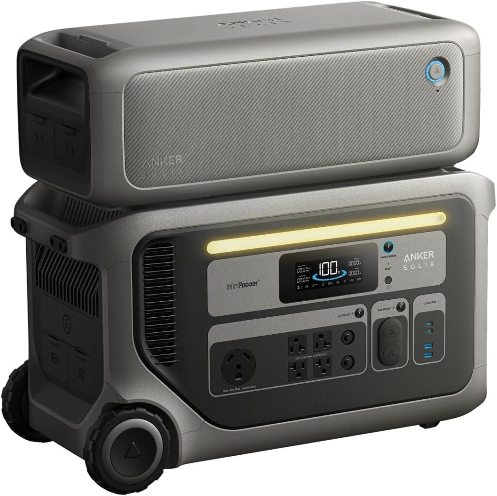 Anker SOLIX F3000 Portable Power Station and 400W Solar Panel, 3,072Wh, 6,000W Recharging, Solar Generator for Home Use, Expandable to 24kWh, For Outages, Camping, RVs, and Emergencies