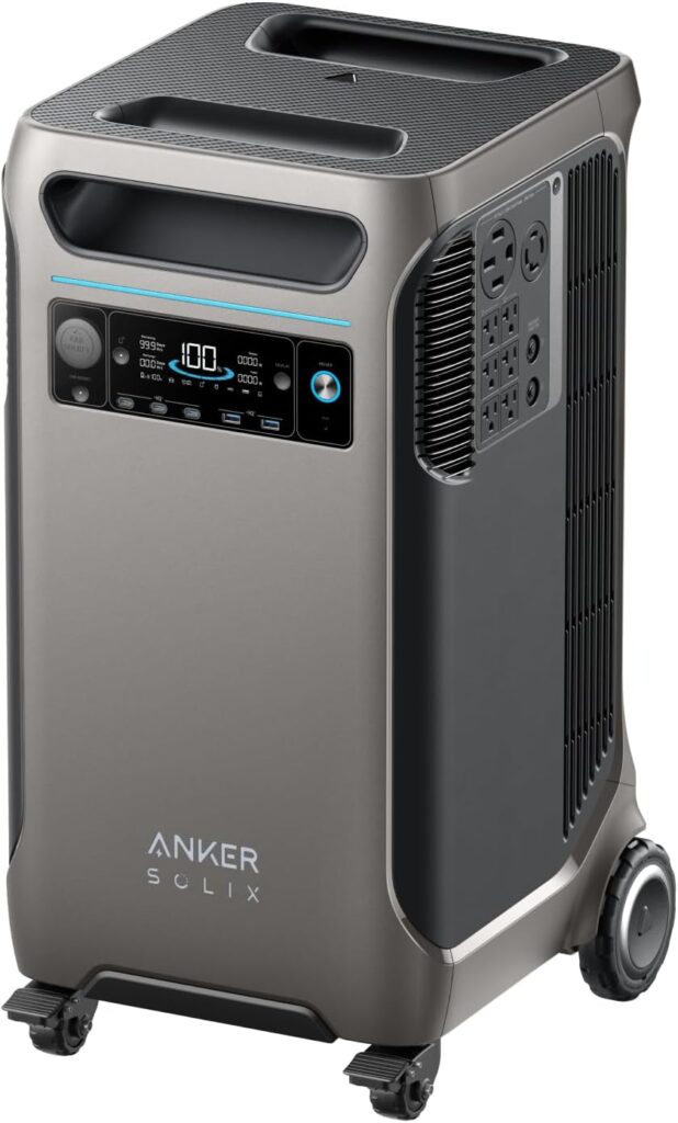Anker SOLIX F3800 Portable Power Station, 3840Wh, LiFePO4 Batteries, Ultra-High 6000W AC Output with 120V/240V, Solar Generator for Home Backup and Outdoor Camping (Renewed)