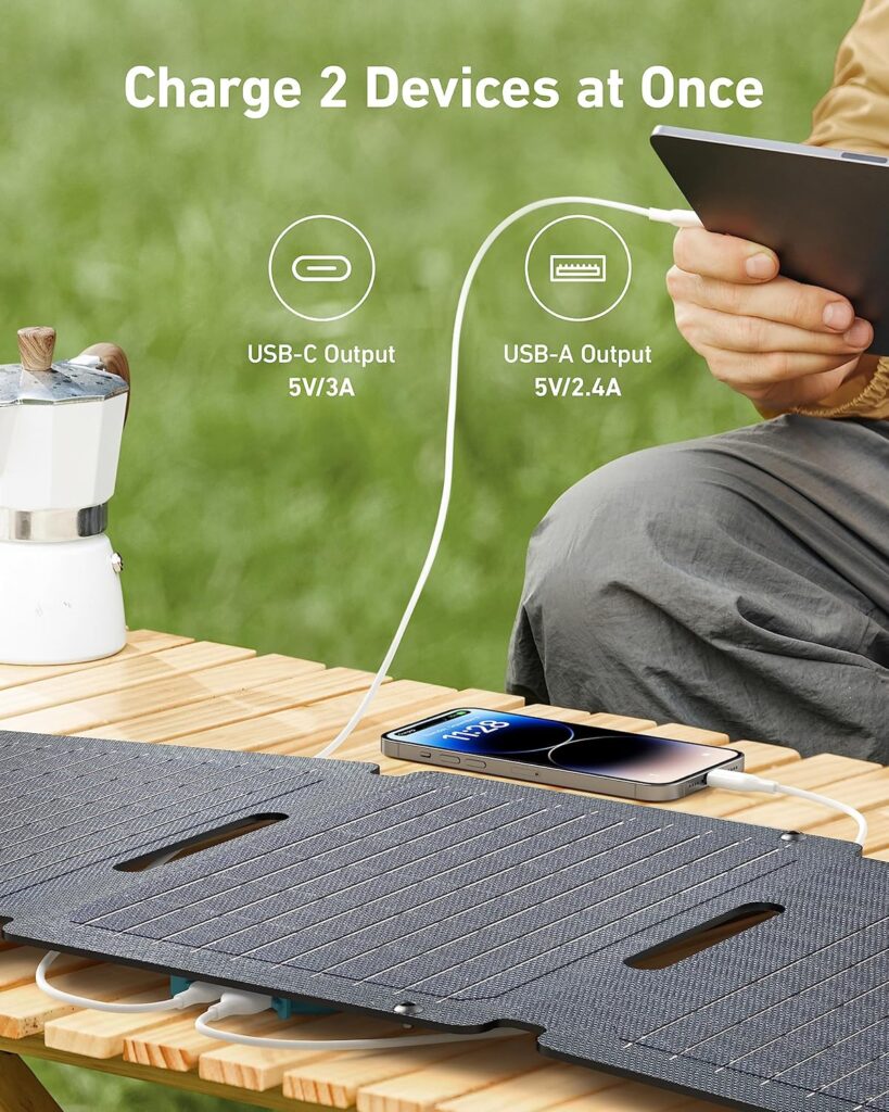 Anker Solix PS30 Solar Panel, 30W Foldable Portable Solar Charger, IP65 Water and Dust Resistance, Ultra-Fast Charging, Charges 2 Devices at Once, for Camping, Hiking, and Outdoor Activities. Anker Solix PS30 Solar Panel, 30W Foldable Portable Solar Charger, IP65 Water and Dust Resistance, Ultra-Fast Charging, Charges 2 Devices at Once, for Camping, Hiking, and Outdoor Activities.