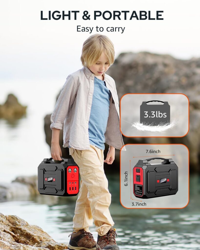 Apowking Solar Powered Generator 200W Peak/100W Rated, Portable Power Station with Solar Panels 40W Included, 146Wh Solar Power Bank with AC Outlet 110V for Home Use Camping Outdoor Adventure