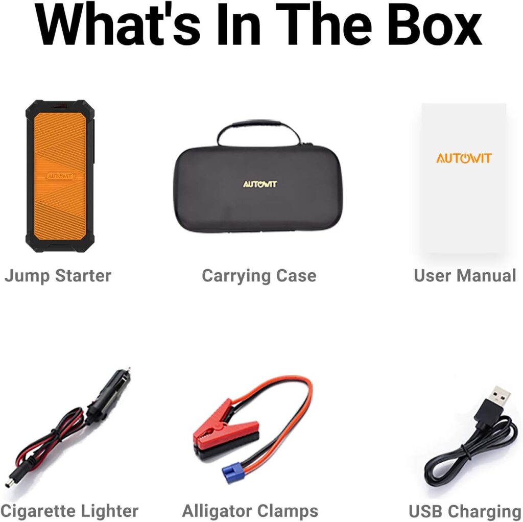 Autowit Super Capacitor Jump Starter, 12V Batteryless Portable Jump Box, Jumper Cables for 8.0 Gas4.0 Diesel Car, Portable Jump Starter for Car Battery, Bulit-in Supercapacitor, No Need Pre-Charge