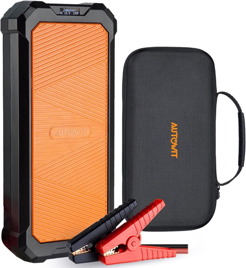 Autowit Super Capacitor Jump Starter, 12V Batteryless Portable Jump Box, Jumper Cables for 8.0 Gas4.0 Diesel Car, Portable Jump Starter for Car Battery, Bulit-in Supercapacitor, No Need Pre-Charge