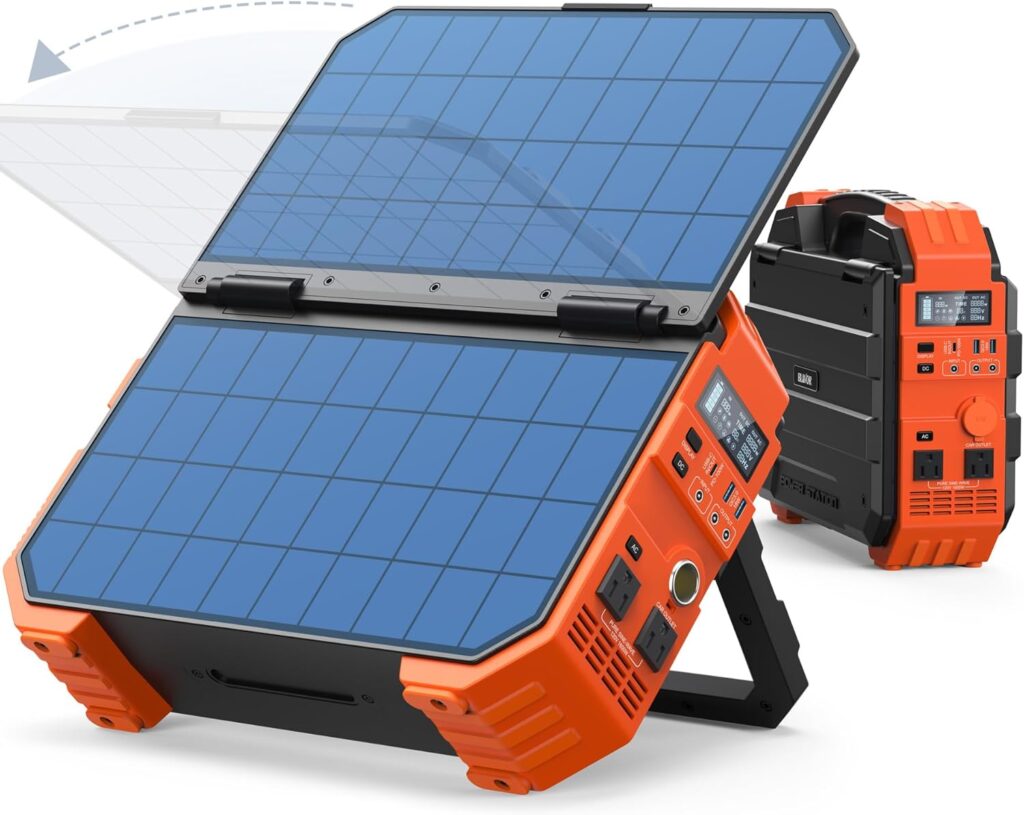 BLAVOR Portable Power Station 1600W (Peak 3200W), Built-in Solar Panel, 1024Wh LiFePO4 Battery, 100W USB-C Fast Charge, Solar Generator for Home Backup, Camping, Power Outages  RV