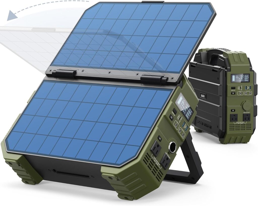 BLAVOR Portable Power Station 1600W (Peak 3200W), Built-in Solar Panel, 1024Wh LiFePO4 Battery, 100W USB-C Fast Charge, Solar Generator for Home Backup, Camping, Power Outages  RV