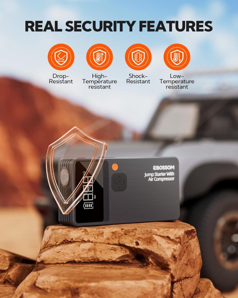 Car Battery Jump Starter,12000mAh Battery Jump Box,44.4Wh Vehicle Jump Booster with Smart Jumper Cables,LED Light Emergency Car Kits for Vehicles,Arrancador Ae Batería