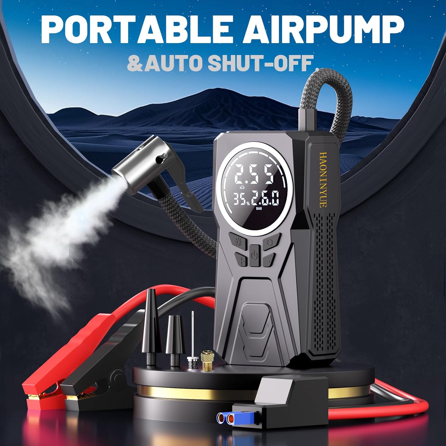 Car Jump Starter with Air Compressor,3000A Car Emergency Starting Power Supply,150PSI Tire Inflator Portable Compressor,battery jump starter,Portable Tire Inflator for Cars,Pickup Trucks,Bicycles,etc.
