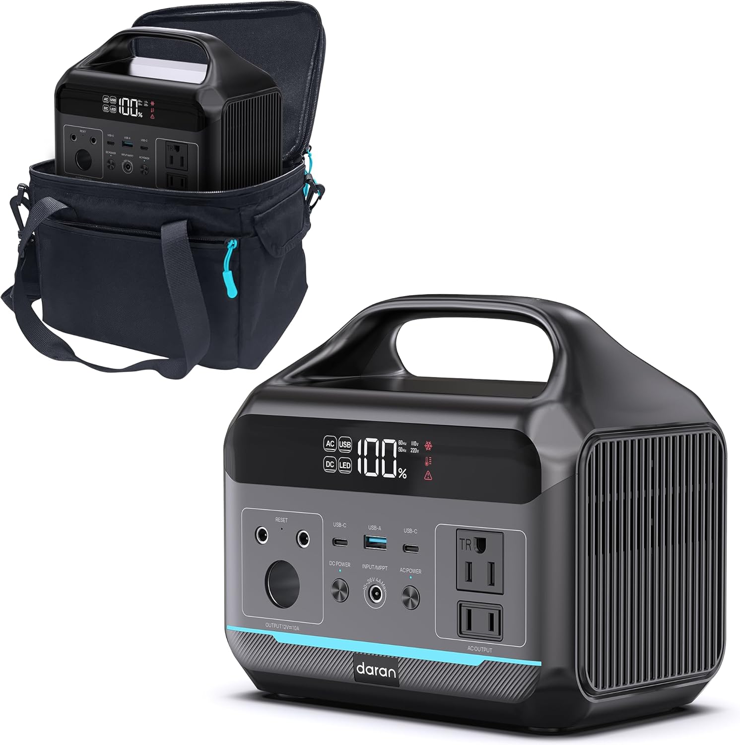 DARAN Portable Power Station 600W(1200W Surge) - 288Wh(90,000mAh) Solar Generator LiFePO4 Battery with AC DC Outlets, 8.3LB Portable Charging Station for Camping, RV, Home, Emergency (Solar Optional)