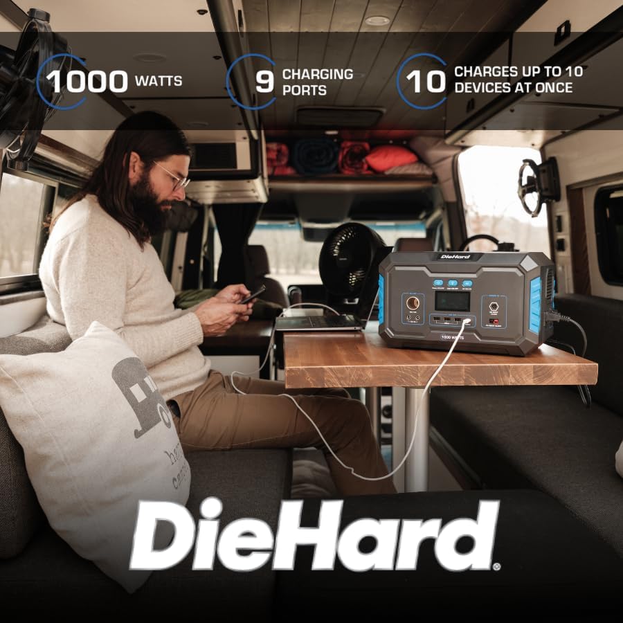 DieHard Portable Power Station 1000-Watt (2000-Watt Peak) - Quiet, Lightweight Solution for Home Backup, Weather Emergencies, Outdoor Recreation, Jobsite