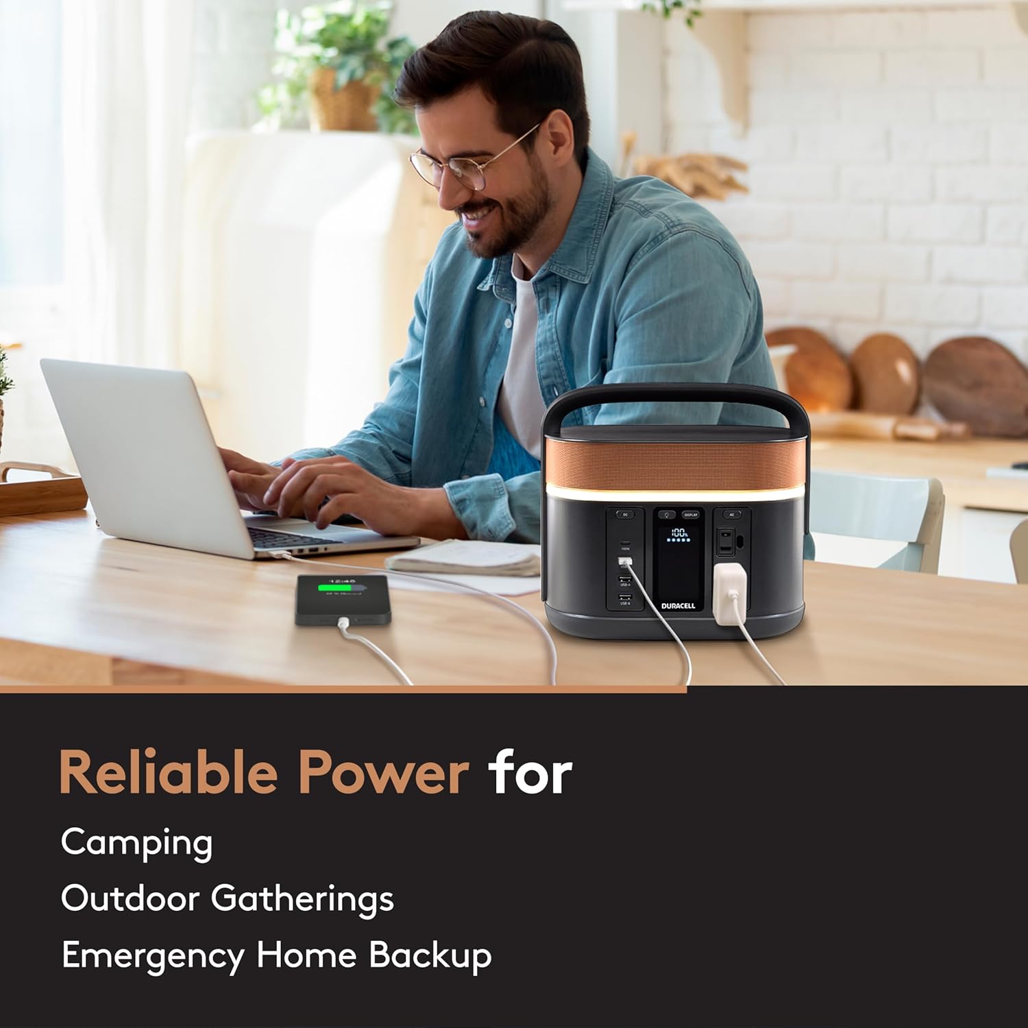 Duracell G350 Portable Power Station – Backup Power for Camping, Home, Emergency Use – 350W Lithium-Ion Battery, AC Outlets, USB-A  USB-C Ports, Solar Powered Capability (Panel Sold Separately)