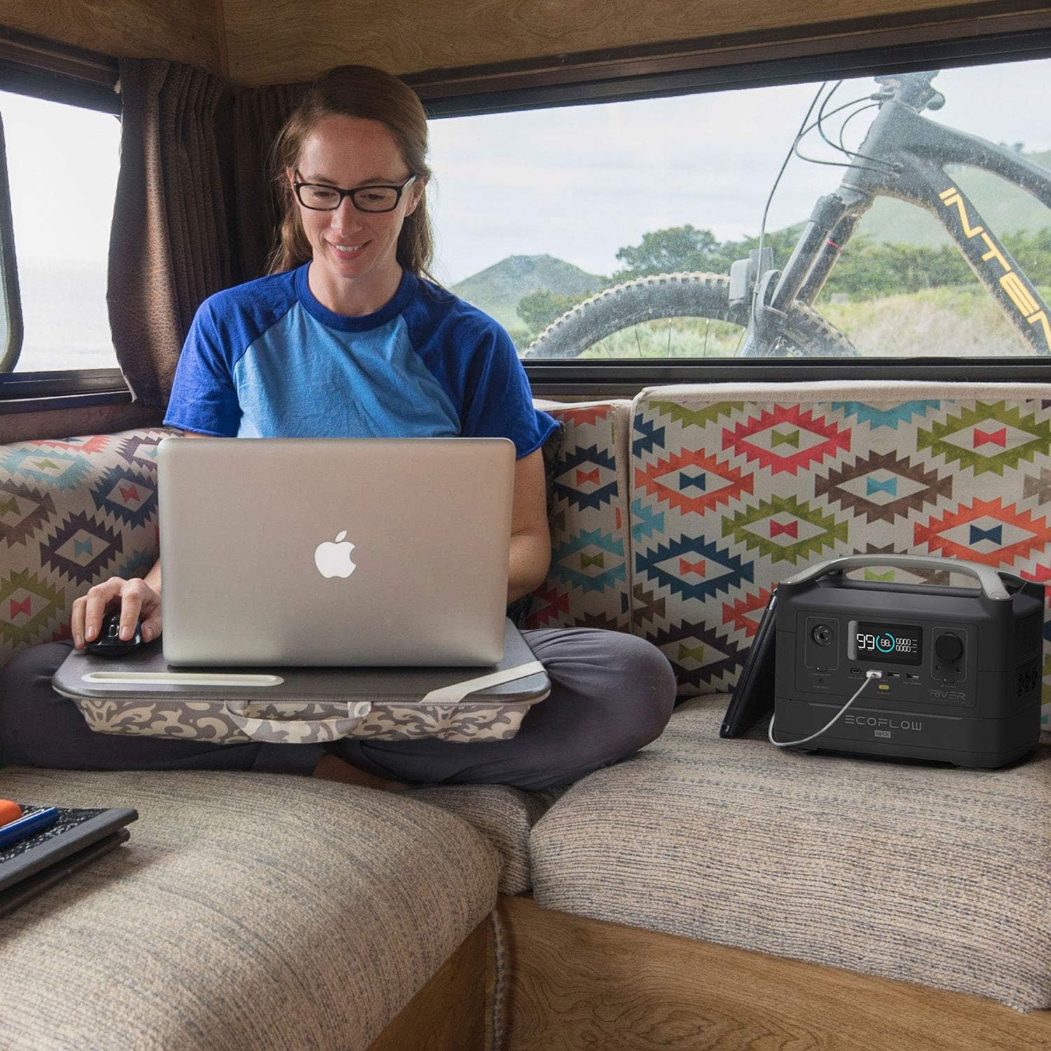 EF ECOFLOW Portable Power Station River 2 Max 500, 499Wh LiFePO4 Battery/ 1 Hour Fast Charging, Up to 1000W Output Solar Generator (Solar Panel Optional) for Outdoor Camping/RVs/Home Use