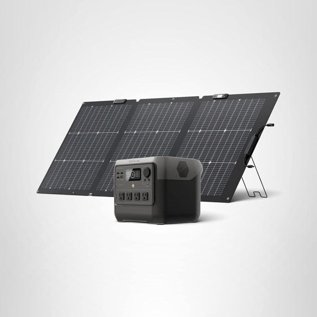 EF ECOFLOW Solar Generator RIVER 2 Pro 768Wh Portable Power Station  160W Portable Solar Panel LiFePO4 Battery 70 Min Fully Charged, 4×AC, For Camping, RV, Home Backup