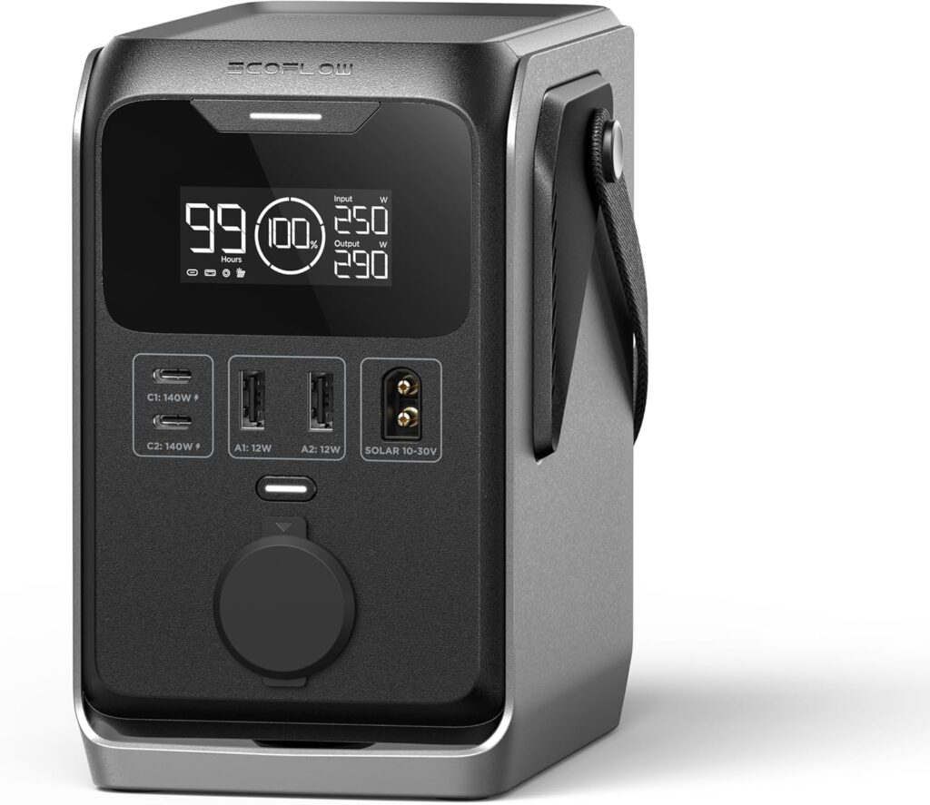 EF ECOFLOW TRAIL 300 DC Power Bank Station, 288Wh Outdoor Portable Power Station, LiFePO4 Battery, 300W DC Output, Compact Solar Generator for Camping, Travel, and Emergency Power