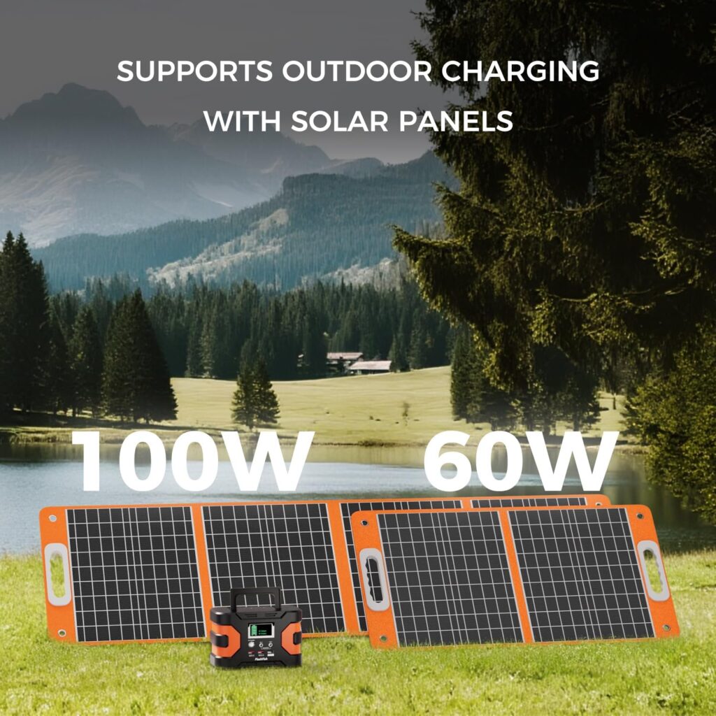 Flashfish 150W Portable Power Station 166Wh, 300W Peak Solar Generator with 2 Ac Outlets, 2 DcPorts  3 USB Ports, Backup Battery Pack for Camping, Outdoor Emergency, Home Power Supply