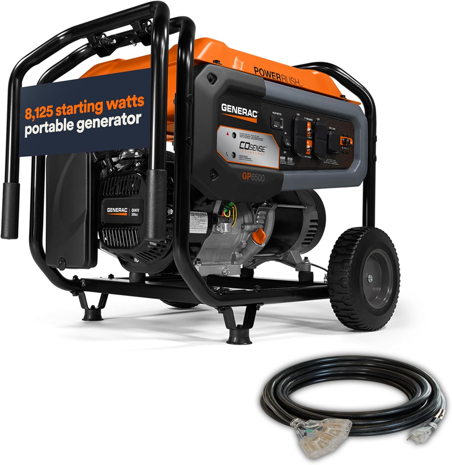 Generac 4,500 Starting Watt Portable Gas Generator - Home Backup or RV Ready - Heavy Duty Frame - Quiet, Long Runtime, Emergency Power- 49-State Compliant Generac 4,500 Starting Watt Portable Gas Generator - Home Backup or RV Ready - Heavy Duty Frame - Quiet, Long Runtime, Emergency Power- 49-State Compliant
