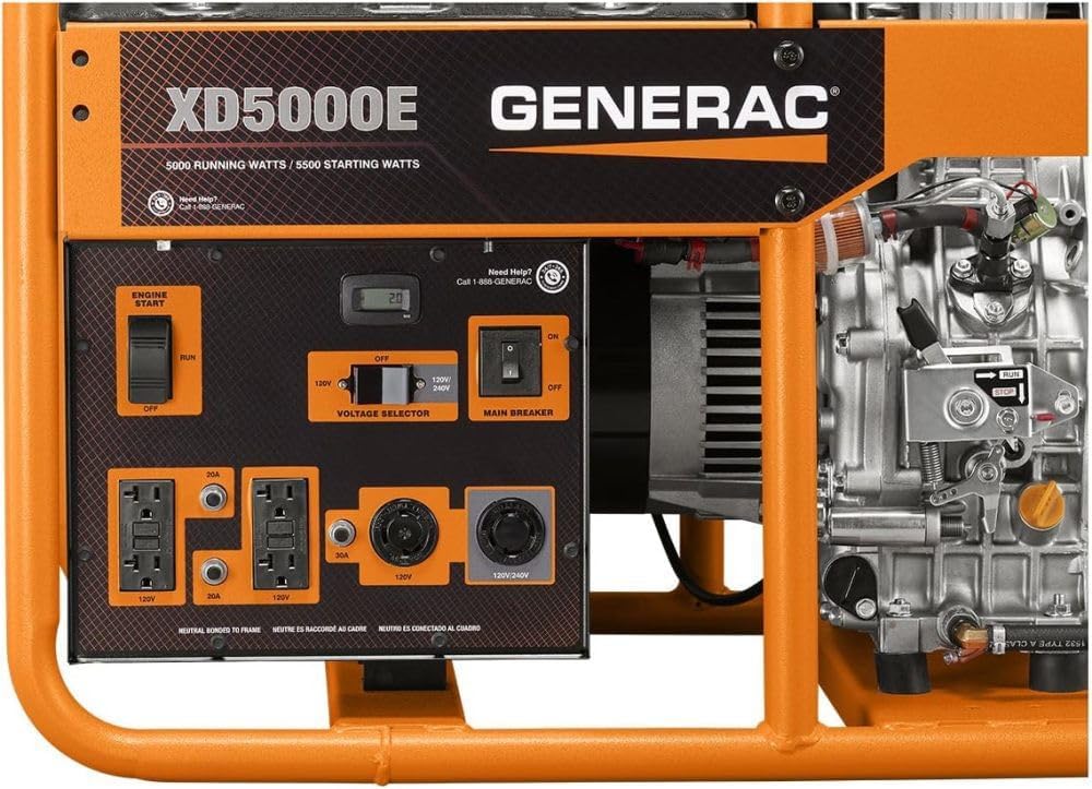 Generac 6864 XD5000E 5000-Watt Diesel-Powered Portable Generator - Ideal for Emergency Backup Power and Job Sites - Reliable Power for Demanding Applications - CARB Compliant Generac 6864 XD5000E 5000-Watt Diesel-Powered Portable Generator - Ideal for Emergency Backup Power and Job Sites - Reliable Power for Demanding Applications - CARB Compliant