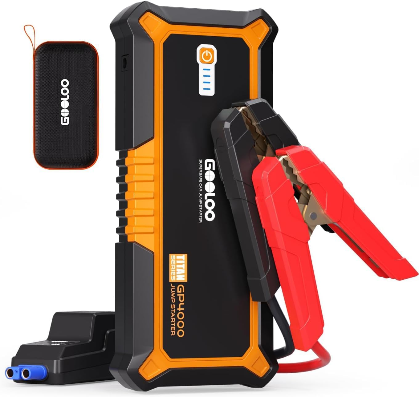 GOOLOO GP4000 4000A Peak Car Battery Jump Starter, Portable Battery Booster for Up to All Gas or 10L Diesel Engine, SuperSafe 12V Lithium Jump Box Power Pack with Jumper Cable,Red