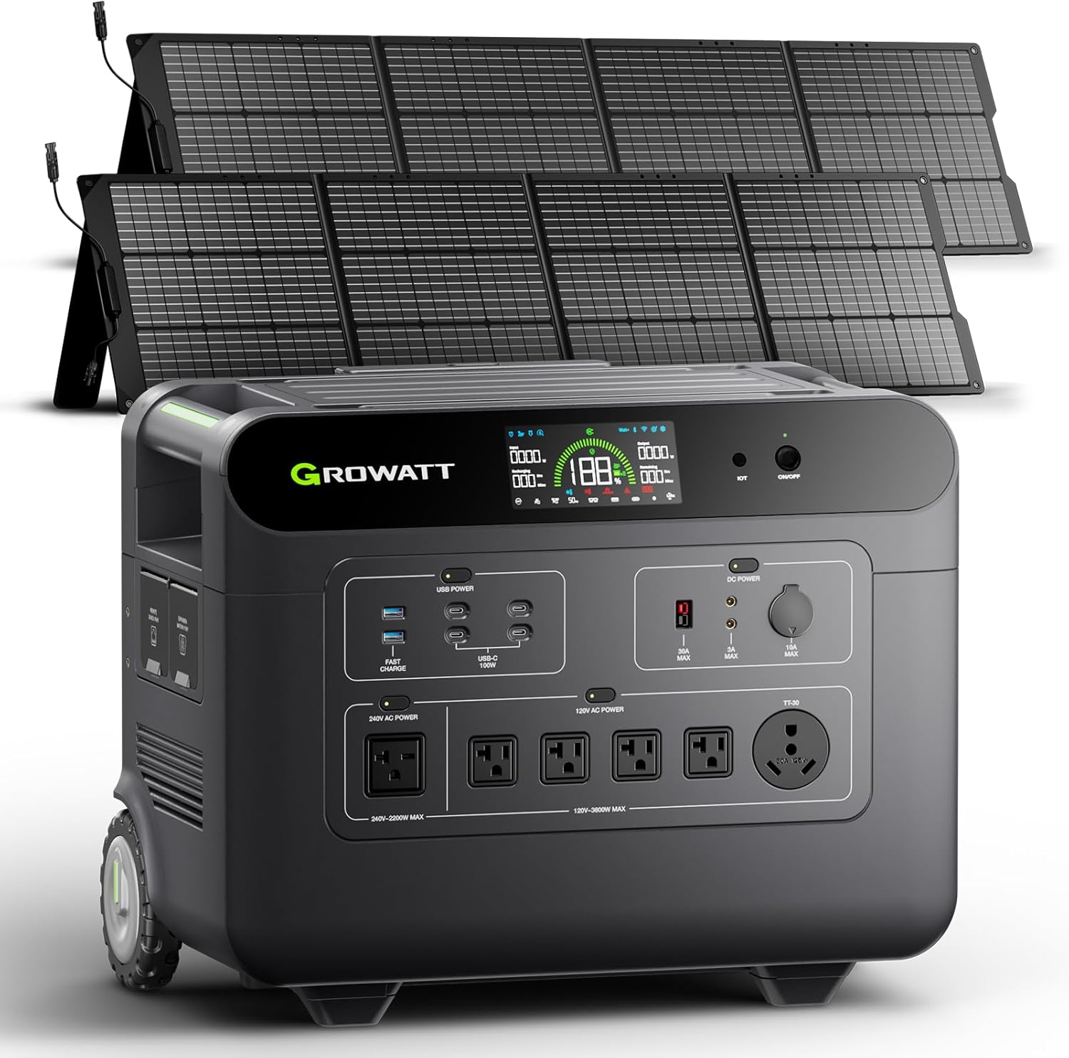 GROWATT Portable Power Station,HELIOS 3600W Electric Solar Generator,3686Wh LiFePO4 Battery,for Home Use,Emergency Whole House Backup Generator,Outdoor Camping,RVs, Power Outages(Solar Panel Optional)