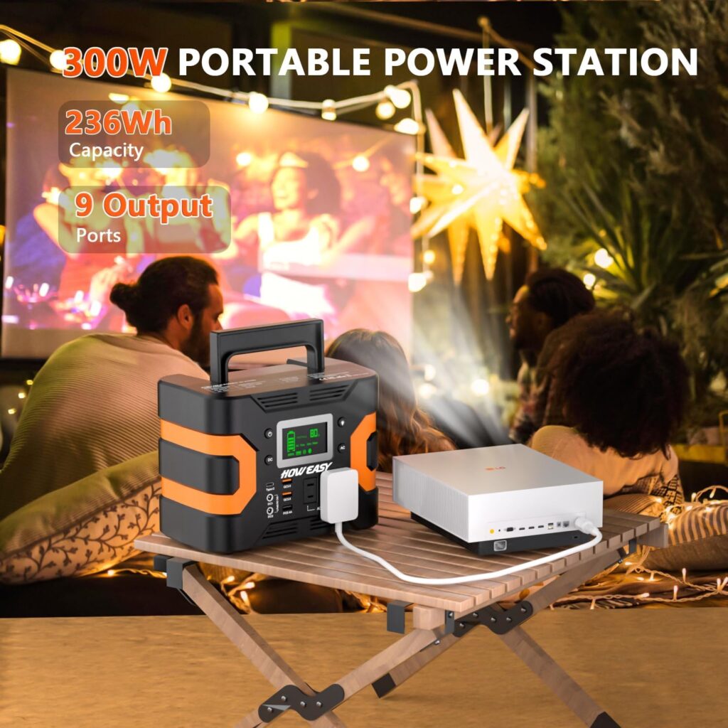 HOWEASY Portable Power Station,120W(240W Peak) Solar Generator,88Wh Lithium Battery Power with 110V AC Outlet/DC/USB/LED Light for Outdoor Camping Trip Hunting Emergency(Solar Panel Optional)