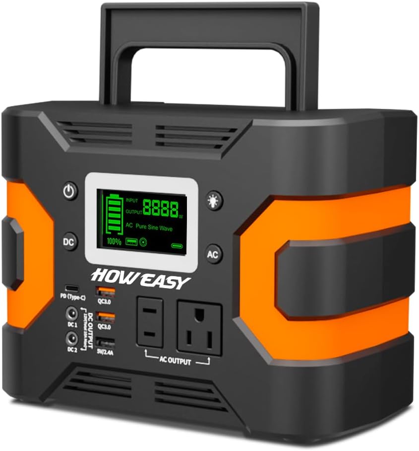 HOWEASY Portable Power Station,120W(240W Peak) Solar Generator,88Wh Lithium Battery Power with 110V AC Outlet/DC/USB/LED Light for Outdoor Camping Trip Hunting Emergency(Solar Panel Optional)