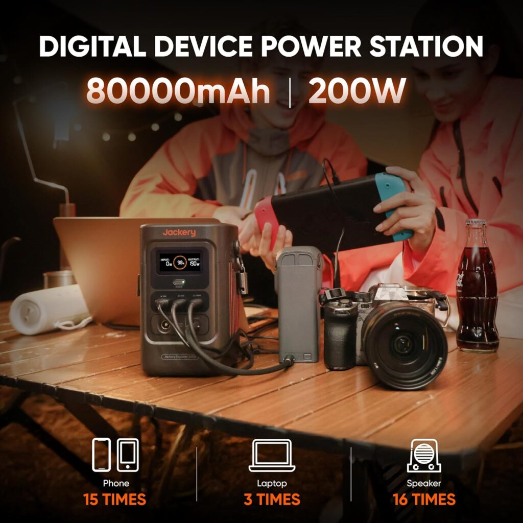 Jackery Explorer 240D Power Bank, 256Wh LiFePO4 Battery Portable Power Station, 200W DC Output with 40Wmini Solar Panel
