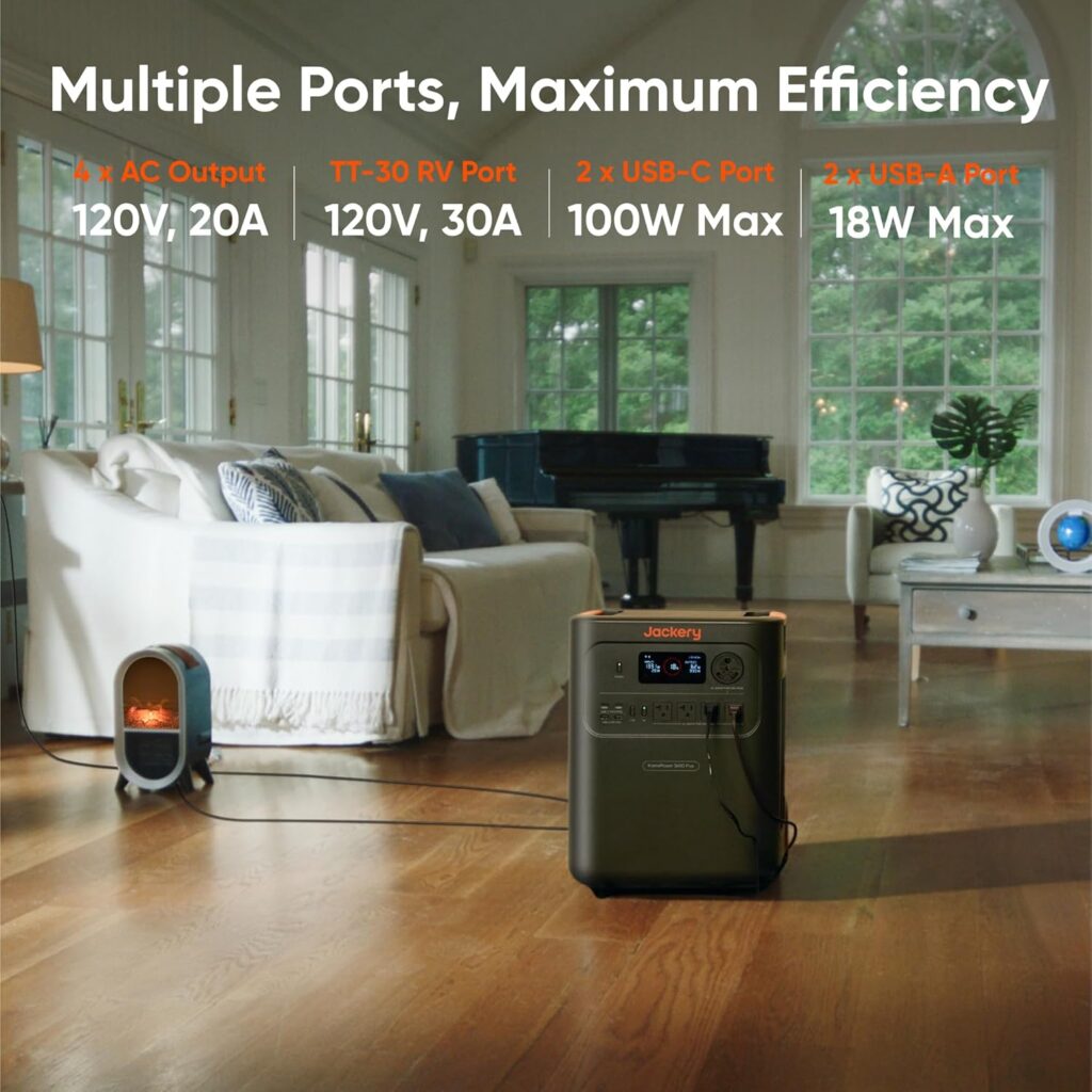 Jackery HomePower 3600 Plus Portable Power Station with 2x 200W Solar Panels, 3600W AC Output, 3584Wh LFP Solar Generator, Expandable up to 43kWh, Essential Home Backup for Home Use, Emergencies, RV