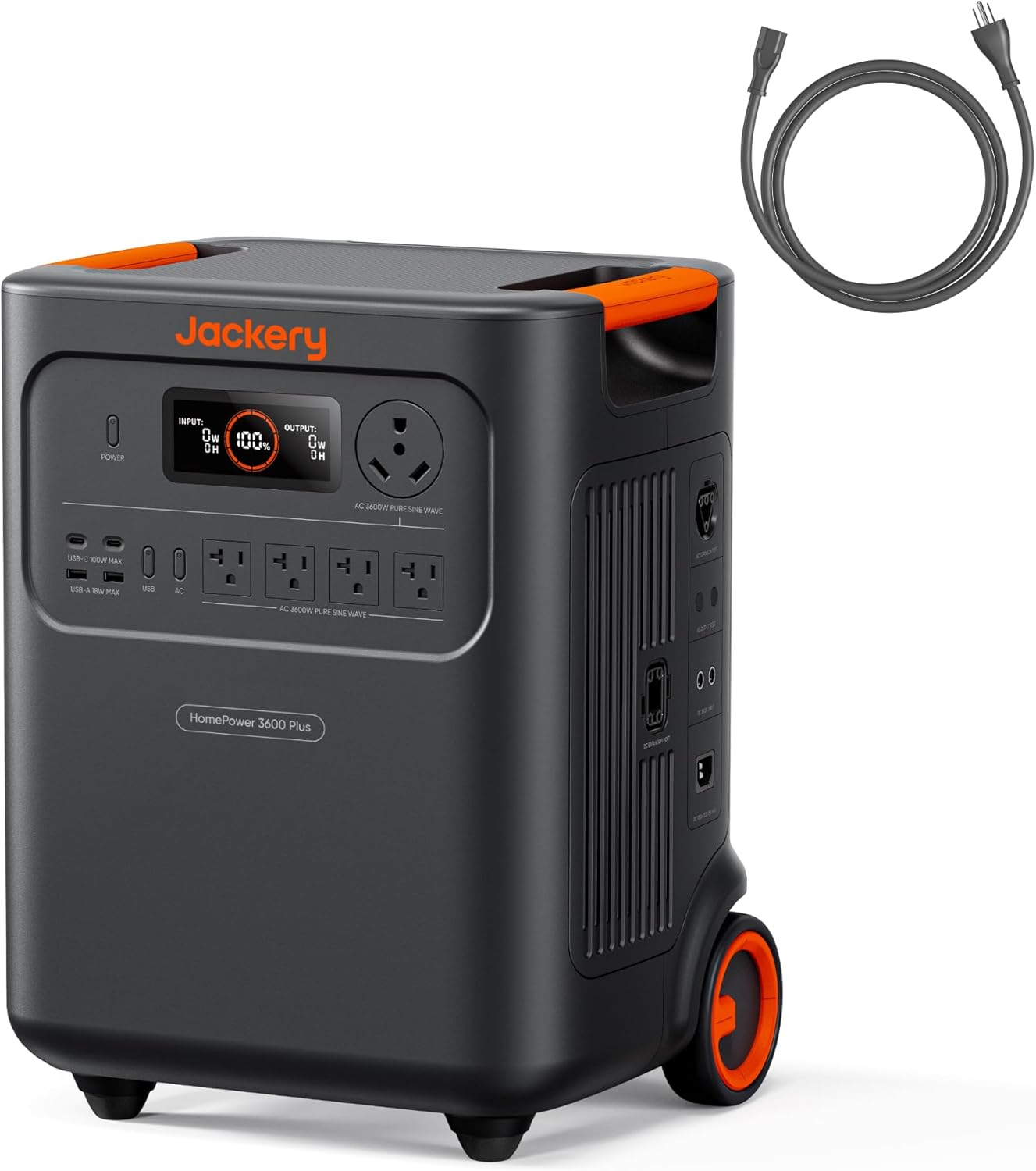 Jackery HomePower 3600 Plus Portable Power Station with AC Cable, 3600W AC Output, 3584Wh LFP Solar Generator, Expandable up to 43kWh, Essential Home Backup for Home Use (Solar Panel Optional)