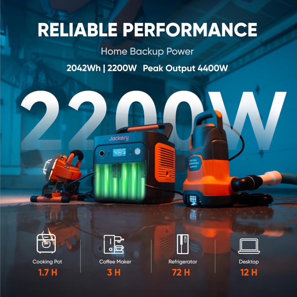 Jackery Solar Generator 2000 v2 with 2x200W Solar Panels, 2042Wh/2200W LiFePo4 Portable Power Station, 20ms UPS Home Backup, USB-C PD 100W Fast Charging for Power Outages, Emergencies, Camping  RVing