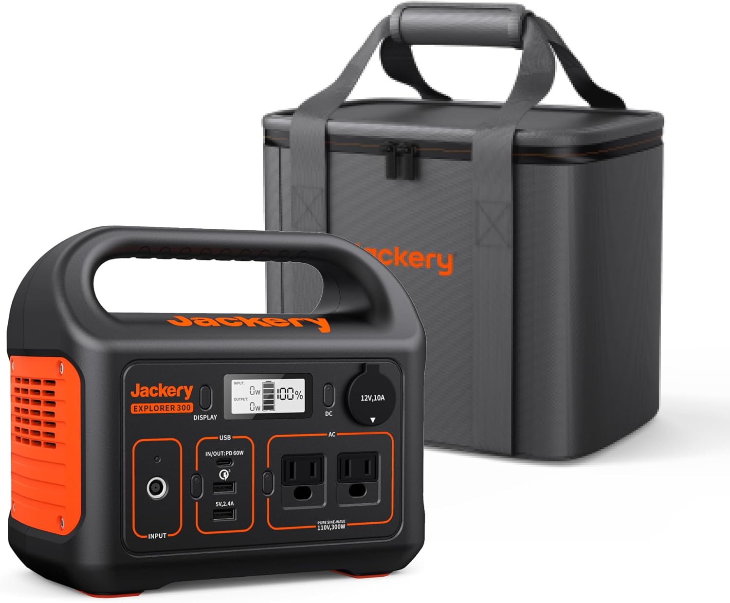 Jackery Solar Generator 300, 293Wh Backup Lithium Battery with 1XSolar Panel SolarSaga 100W, 110V/300W Pure Sine Wave AC Outlet for RV Outdoors Camping Travel Blackout
