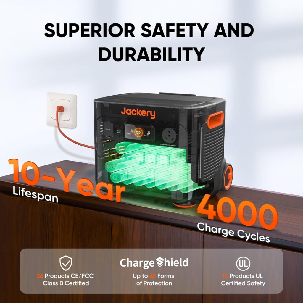 Jackery Solar Generator 4000 Kit, Explorer 2000 Plus and 1X PackPlus E2000 Plus Expandable Battery with 2X200W Solar Panel, 4085 Wh LiFePO4, 3000W Output for Outdoor RV Camping  Home Emergency