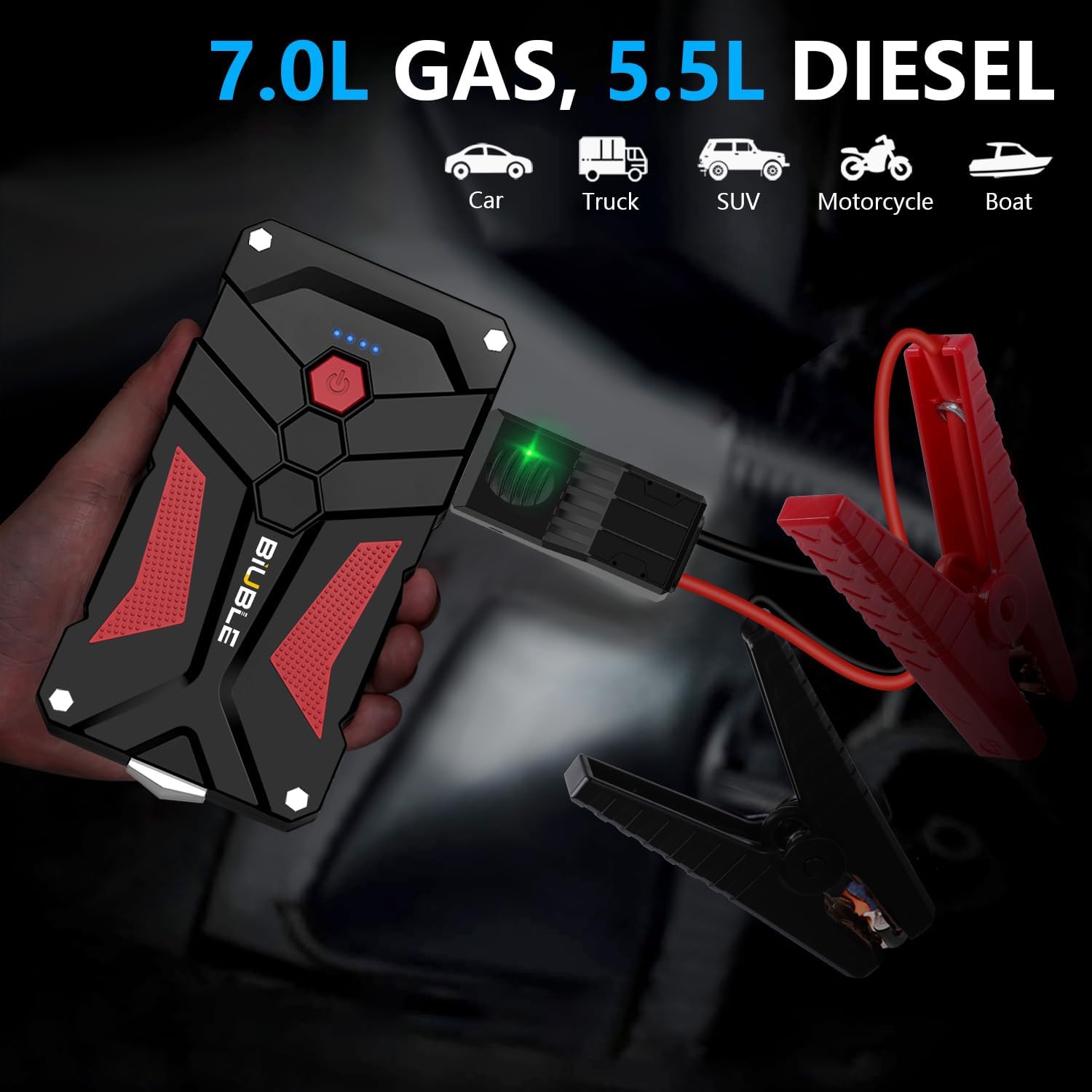 Jump Starter Car Jump Starter Auto Battery Booster Pack 5000A Peak 12V with USB-C Quick Charge,Lithium Jump Box with LED Light(Up to 7.0L Gas or 5.5L Diesel Engine) Jump Starter Car Jump Starter Auto Battery Booster Pack 5000A Peak 12V with USB-C Quick Charge,Lithium Jump Box with LED Light(Up to 7.0L Gas or 5.5L Diesel Engine)