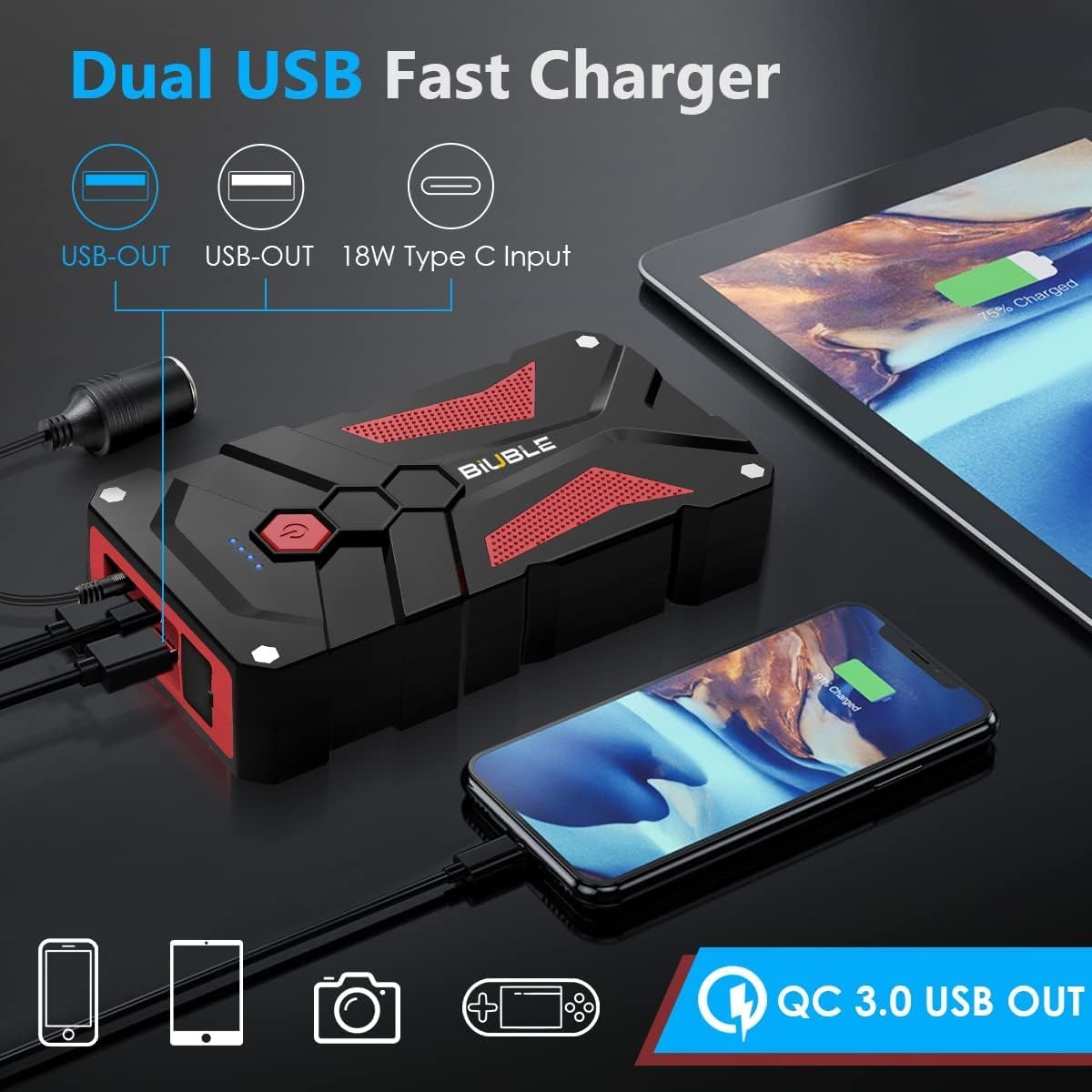 Jump Starter Car Jump Starter Auto Battery Booster Pack 5000A Peak 12V with USB-C Quick Charge,Lithium Jump Box with LED Light(Up to 7.0L Gas or 5.5L Diesel Engine) Jump Starter Car Jump Starter Auto Battery Booster Pack 5000A Peak 12V with USB-C Quick Charge,Lithium Jump Box with LED Light(Up to 7.0L Gas or 5.5L Diesel Engine)