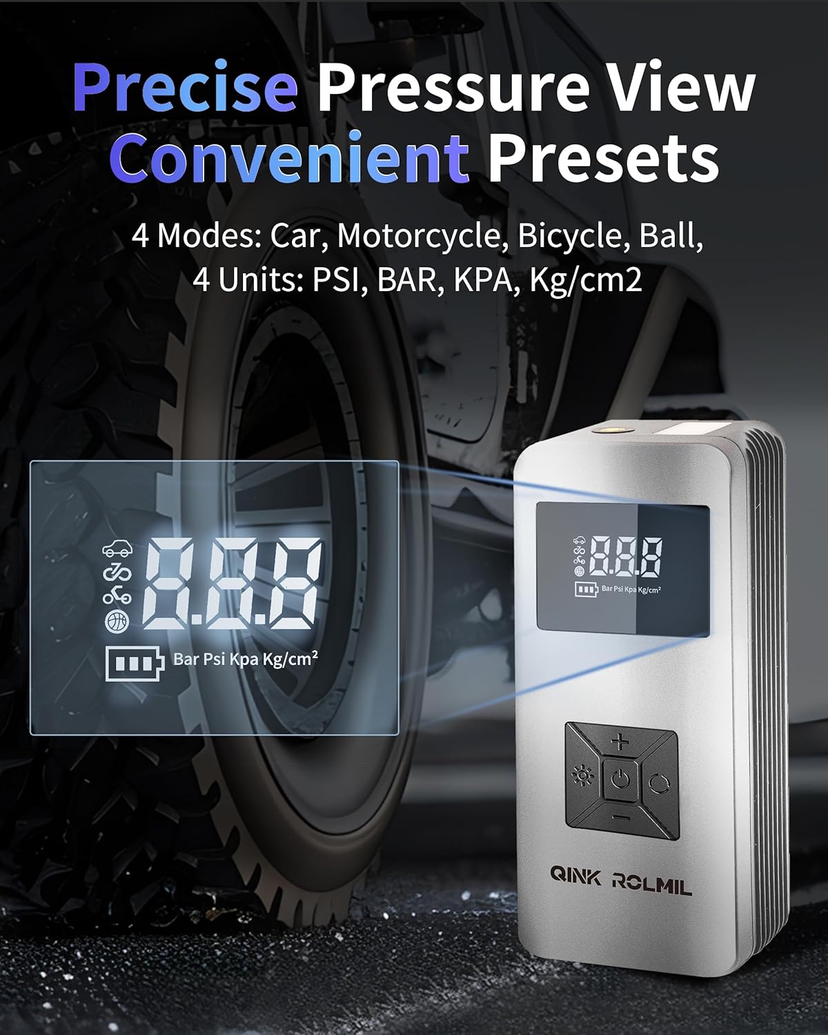 Jump Starter with Air Compressor, 12V 8000A Car Automotive Battery Jump Starter (6.0L Gas and 3.0L Diesel), 150PSI Tire Inflator Pump for Car, Motorcycle and Bicycle