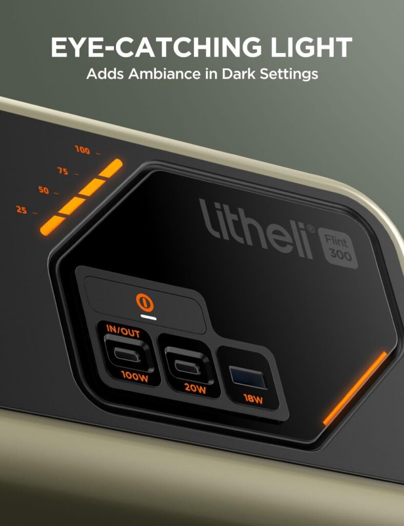 Litheli Portable Power Station 300SE, 255Wh with 100W USB-C Input/Output, 110V Pure Sine Wave AC Outlet, Solar Generator for Camping, Travel, Outdoors, Emergency, LED Display