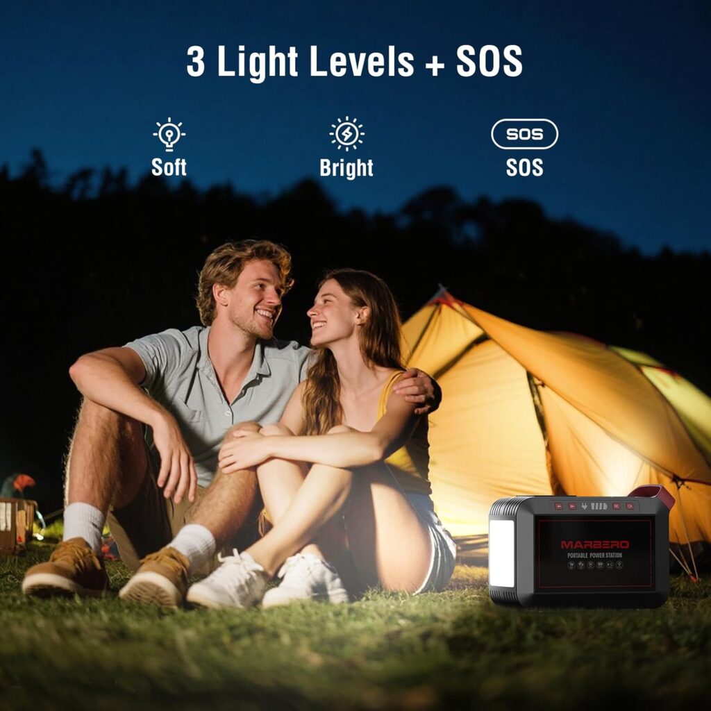 MARBERO Portable Power Station 88Wh Camping Lithium Battery Solar Generator Fast Charging with AC Outlet 120W Peak Power Bank(Solar Panel Optional) for Home Backup Outdoor Emergency RV Van Hunting