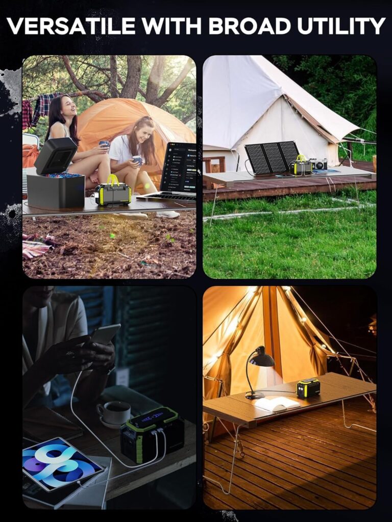 MARBERO Solar Generator 155Wh with 30W Solar Panel Portable Power Station with 2x 100W AC Outlets(Peak 150W), QC3.0 USB UL Certified for Home Blackout, Camping, RV Travel, Ultra-Light  Silent Fan