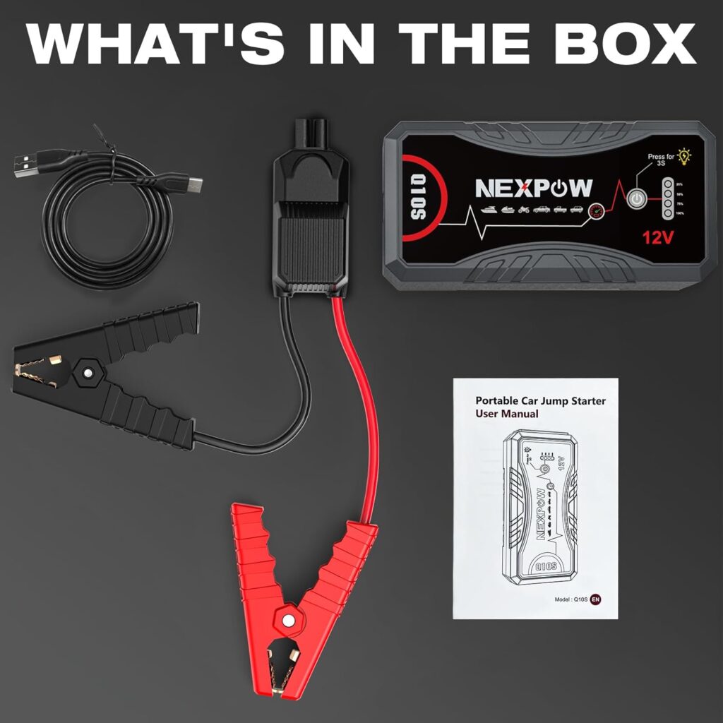 NEXPOW Car Jump Starter 2025 Upgraded Car Battery Jump Starter Pack 3000A Peak for Up to 9.0L Gas and 7.0L Diesel Engine 12V Auto Battery starter Jumper Cables Portable Lithium Jump Box with USB QC3.0
