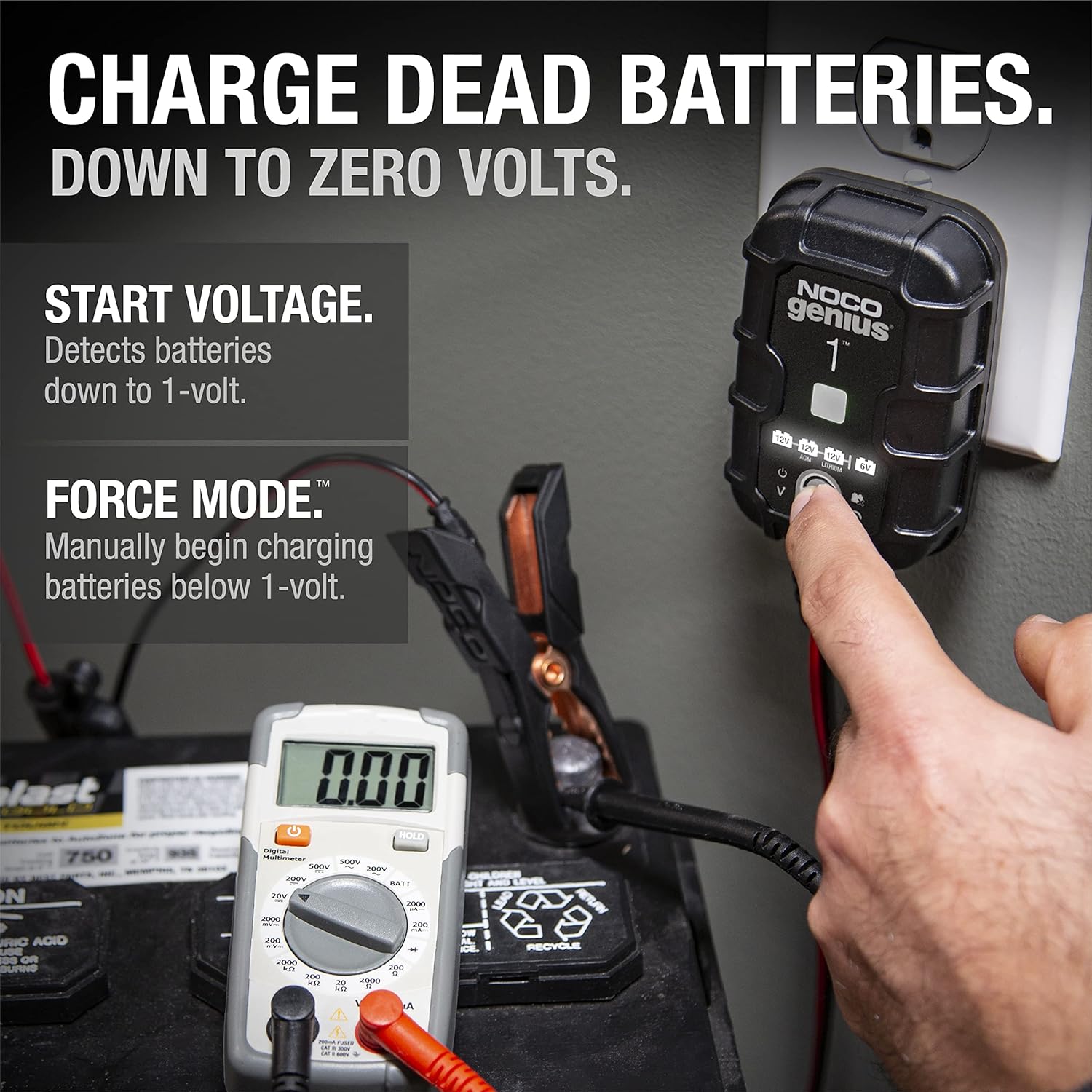 NOCO GENIUS1: 1A 6V/12V Smart Battery Charger – Automatic Maintainer, Trickle Charger  Desulfator with Overcharge Protection  Temperature Compensation – For Lead-Acid  Lithium Batteries